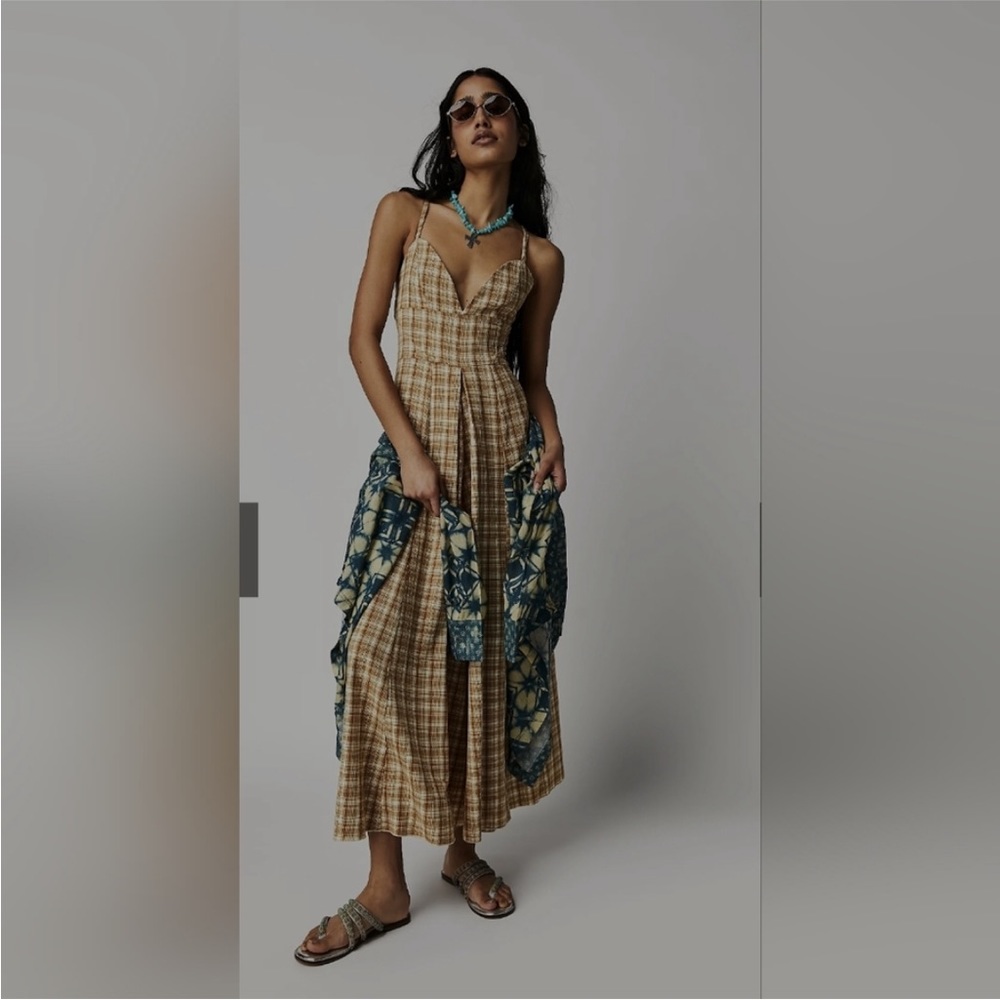 Free People Kaia Jumpsuit Plaid Sz L